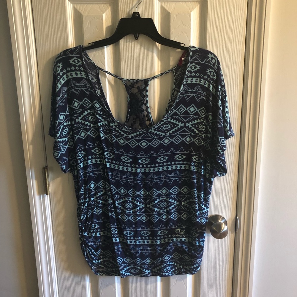 1XL Women’s Blouse Light/Dark Blue Color